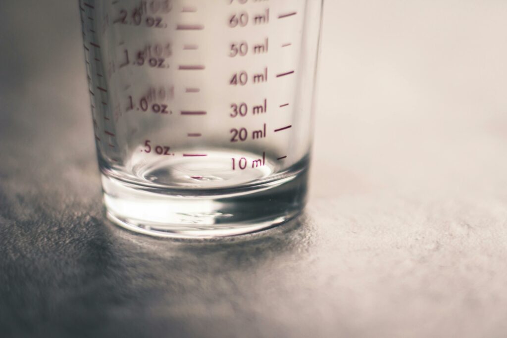 Mesure avec un verre doseur